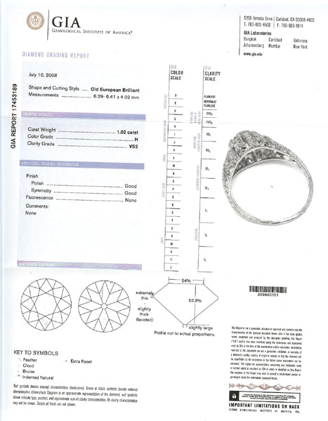 1.02ct Diamond Edwardian Platinum Engagement Ring
