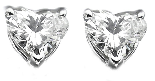 1.02ct Heart   Diamond 14k White Gold Studs Earrings