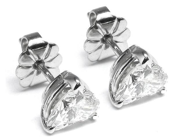 1.02ct Heart   Diamond 14k White Gold Studs Earrings