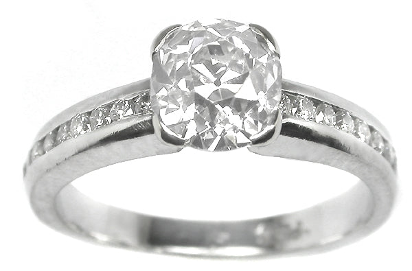 1.02ct Old Mine Cut Diamond Platinum Engagement Ring