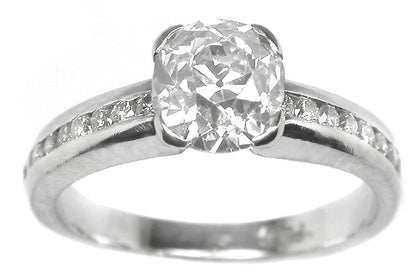 1.02ct Old Mine Cut Diamond Platinum Engagement Ring