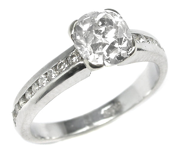 1.02ct Old Mine Cut Diamond Platinum Engagement Ring