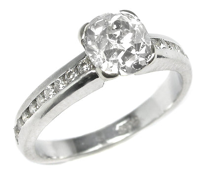 1.02ct Old Mine Cut Diamond Platinum Engagement Ring