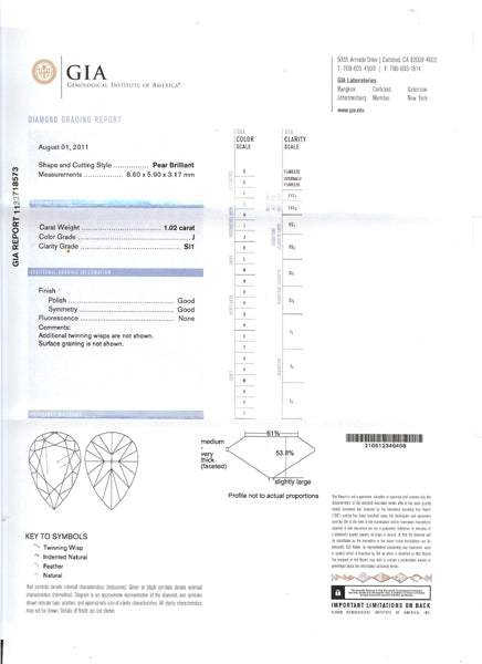 1.02ct Pear Diamond 14k Gold  Necklace