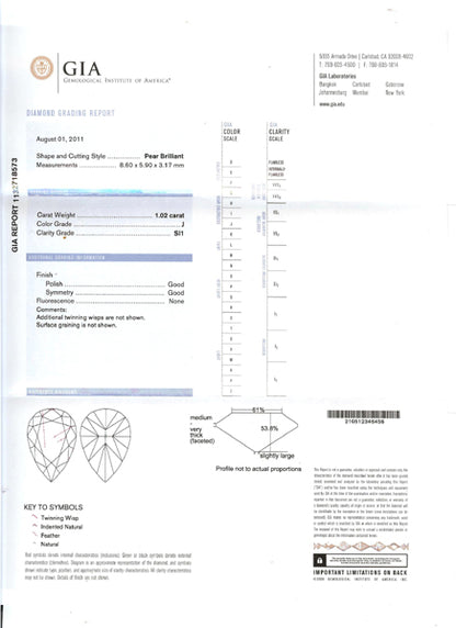 1.02ct Pear Diamond 14k Gold  Necklace