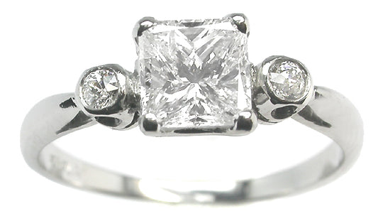 1.02ct Princess Cut Diamond Platinum Engagement Ring