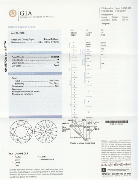 1.02ct Round Brilliant Diamond Engagement Ring