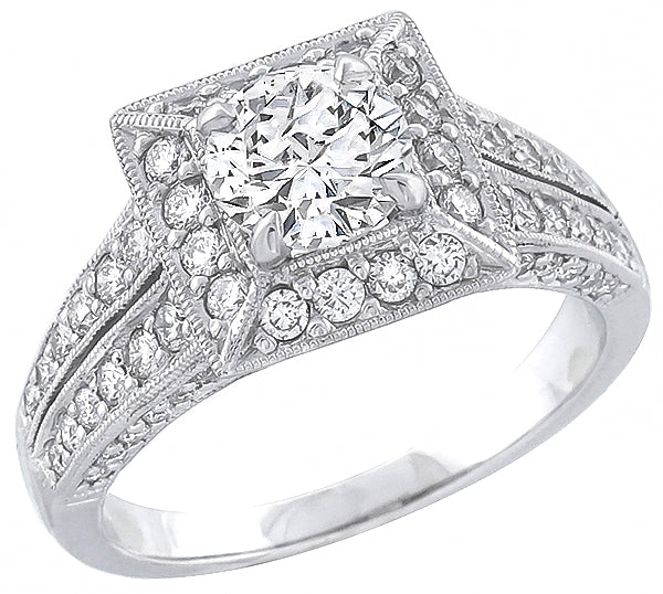 1.03ct Center Diamond 1.50ct Side Diamond Engagement Ring