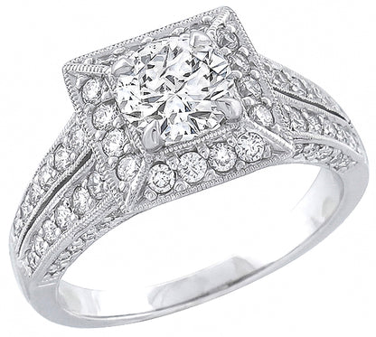 1.03ct Center Diamond 1.50ct Side Diamond Engagement Ring