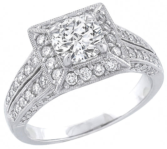 1.03ct Center Diamond 1.50ct Side Diamond Engagement Ring