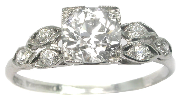 1.03ct Diamond 1920's Platinum Engagement Ring