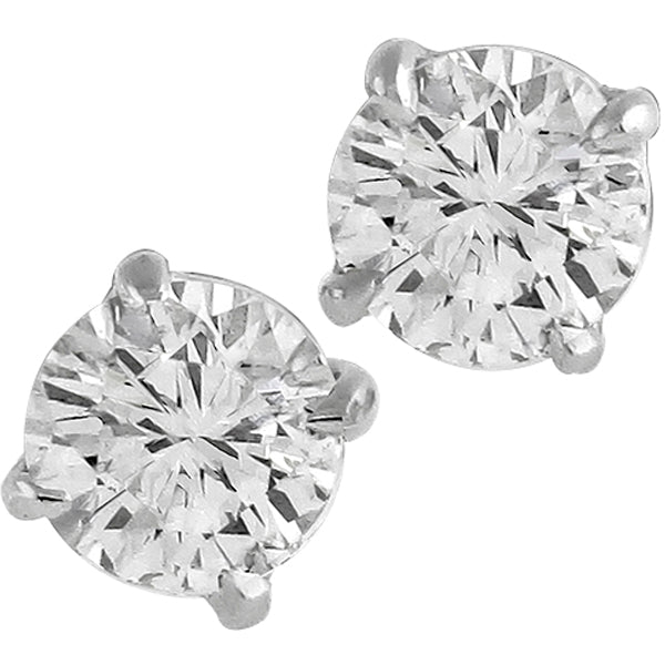 1.03cttw Round Cut Diamond 14k White Gold Studs Earrings