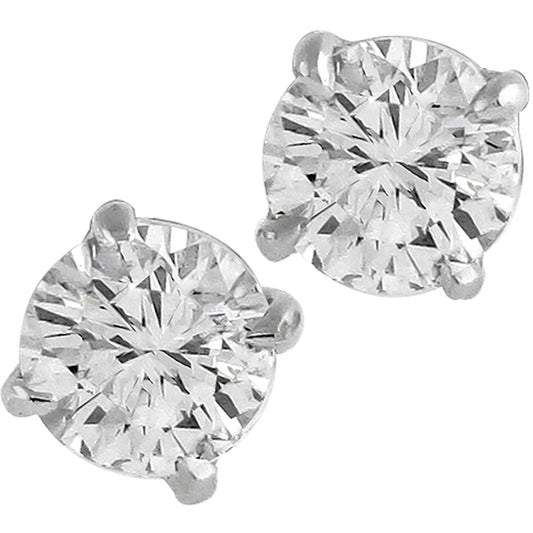 1.03cttw Round Cut Diamond 14k White Gold Studs Earrings