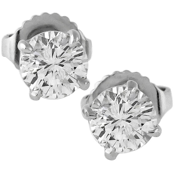 1.03cttw Round Cut Diamond 14k White Gold Studs Earrings