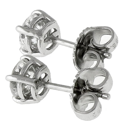 1.03cttw Round Cut Diamond 14k White Gold Studs Earrings