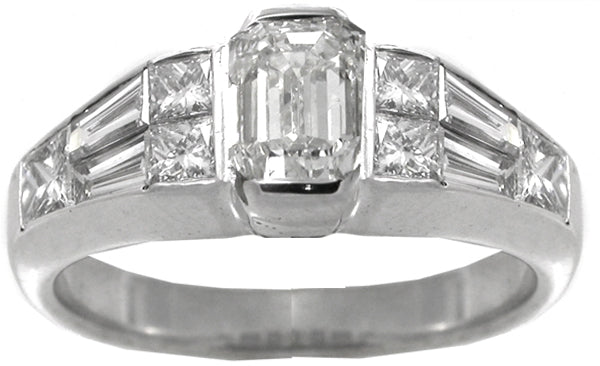 1.04ct Emerald Cut Diamond 18k White Gold Engagement Ring
