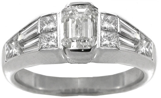 1.04ct Emerald Cut Diamond 18k White Gold Engagement Ring