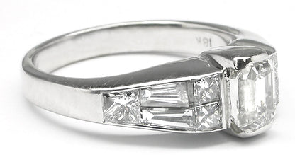 1.04ct Emerald Cut Diamond 18k White Gold Engagement Ring
