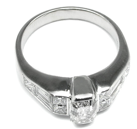 1.04ct Emerald Cut Diamond 18k White Gold Engagement Ring