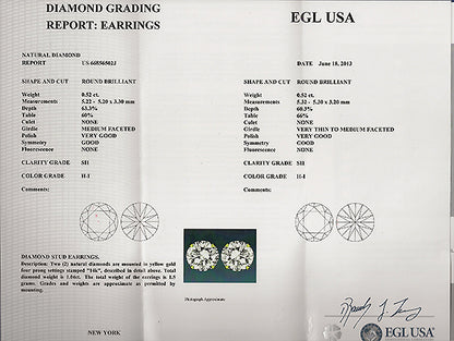 1.04cttw Diamond Stud Earrings