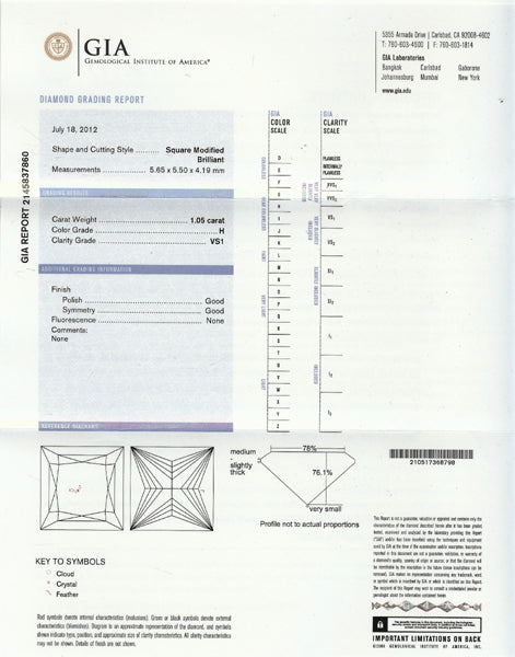 1.05ct Diamond Platinum Engagement Ring