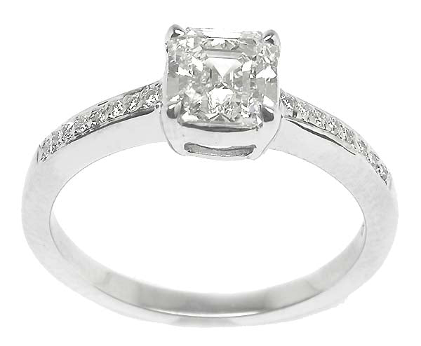 1.06ct Asscher Cut Diamond 18k White Gold Engagement Ring