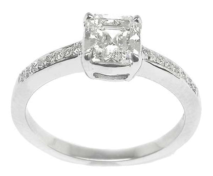 1.06ct Asscher Cut Diamond 18k White Gold Engagement Ring