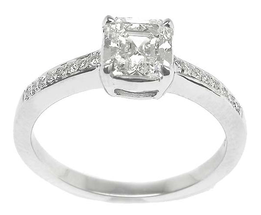 1.06ct Asscher Cut Diamond 18k White Gold Engagement Ring