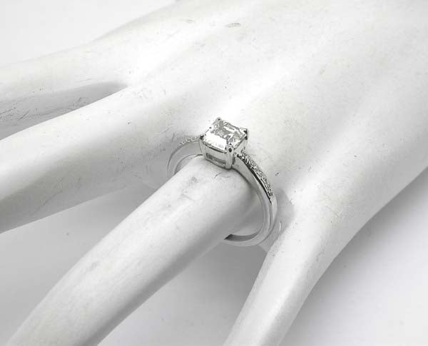 1.06ct Asscher Cut Diamond 18k White Gold Engagement Ring