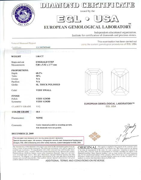 1.06ct Asscher Cut Diamond 18k White Gold Engagement Ring