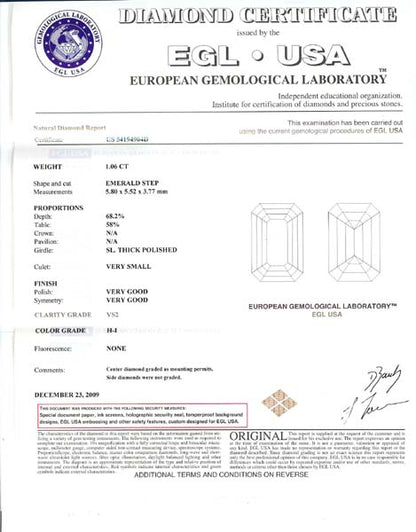 1.06ct Asscher Cut Diamond 18k White Gold Engagement Ring