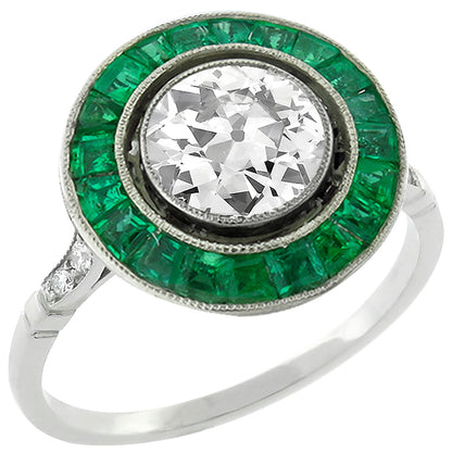 1.06ct Diamond Emerald Engagement Ring