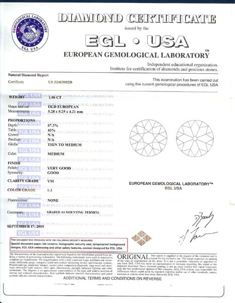 1.06ct Diamond Platinum Engagement Ring