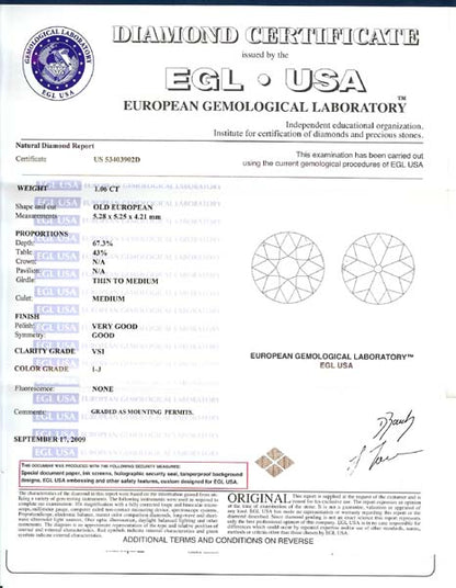 1.06ct Diamond Platinum Engagement Ring