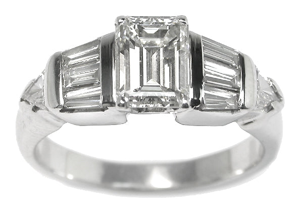 1.06ct Emerald Cut Diamond Platinum Engagement Ring