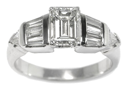 1.06ct Emerald Cut Diamond Platinum Engagement Ring