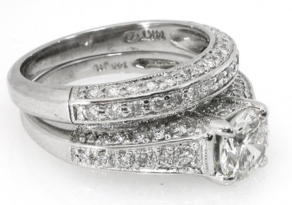 1.06ct Round Brilliant Diamond Engagement Ring & Diamond Wedding Band Set