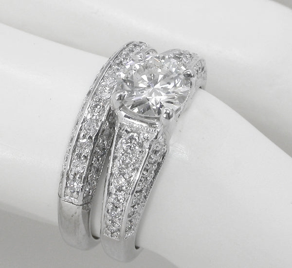 1.06ct Round Brilliant Diamond Engagement Ring & Diamond Wedding Band Set