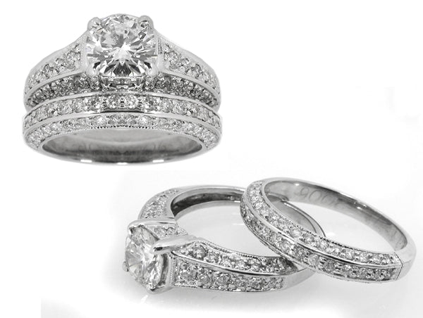 1.06ct Round Brilliant Diamond Engagement Ring & Diamond Wedding Band Set