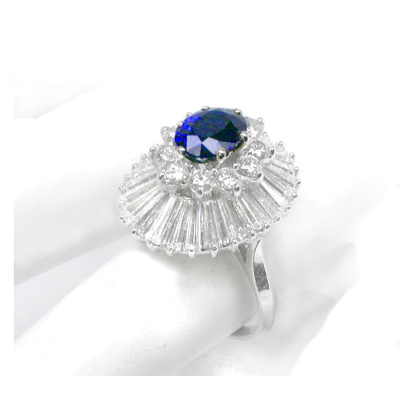1.06ct  Sapphire 2.40ct Diamond Platinum Ballerina Ring