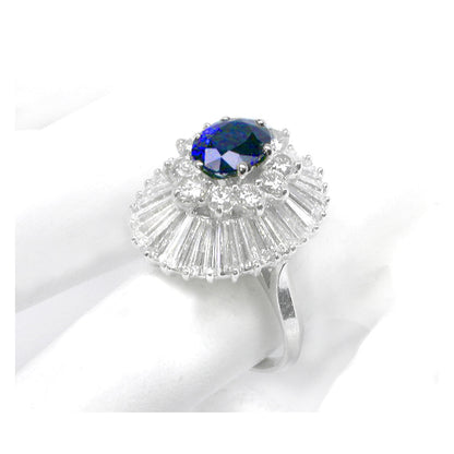 1.06ct  Sapphire 2.40ct Diamond Platinum Ballerina Ring