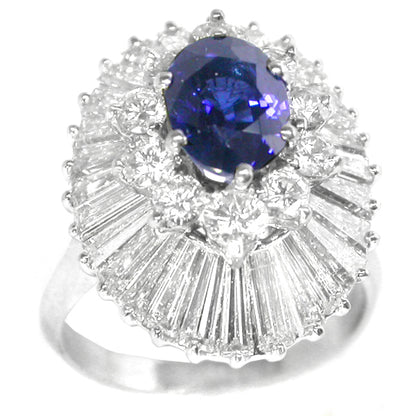 1.06ct  Sapphire 2.40ct Diamond Platinum Ballerina Ring