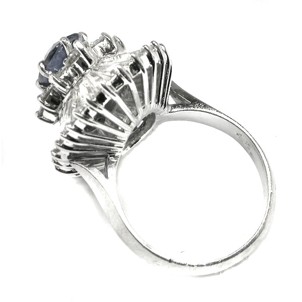1.06ct  Sapphire 2.40ct Diamond Platinum Ballerina Ring