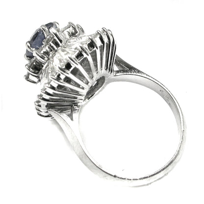 1.06ct  Sapphire 2.40ct Diamond Platinum Ballerina Ring
