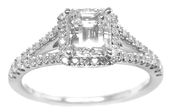 1.08ct Emerald Cut Diamond 18k White Gold Engagement Ring