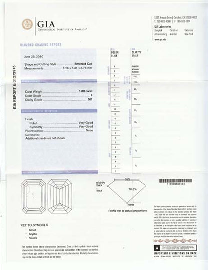 1.08ct Emerald Cut Diamond 18k White Gold Engagement Ring