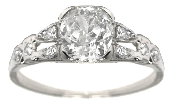 1.08ct Old Mine Cut Diamond Platinum  Engagement Ring