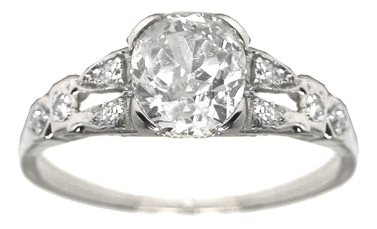 1.08ct Old Mine Cut Diamond Platinum  Engagement Ring