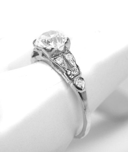 1.08ct Old Mine Cut Diamond Platinum  Engagement Ring