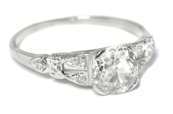 1.08ct Old Mine Cut Diamond Platinum  Engagement Ring